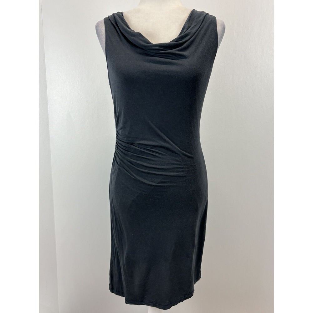 Ann Taylor LOFT Draped Sheath Dress Small Grey Ruched Side Bodycon Stretch